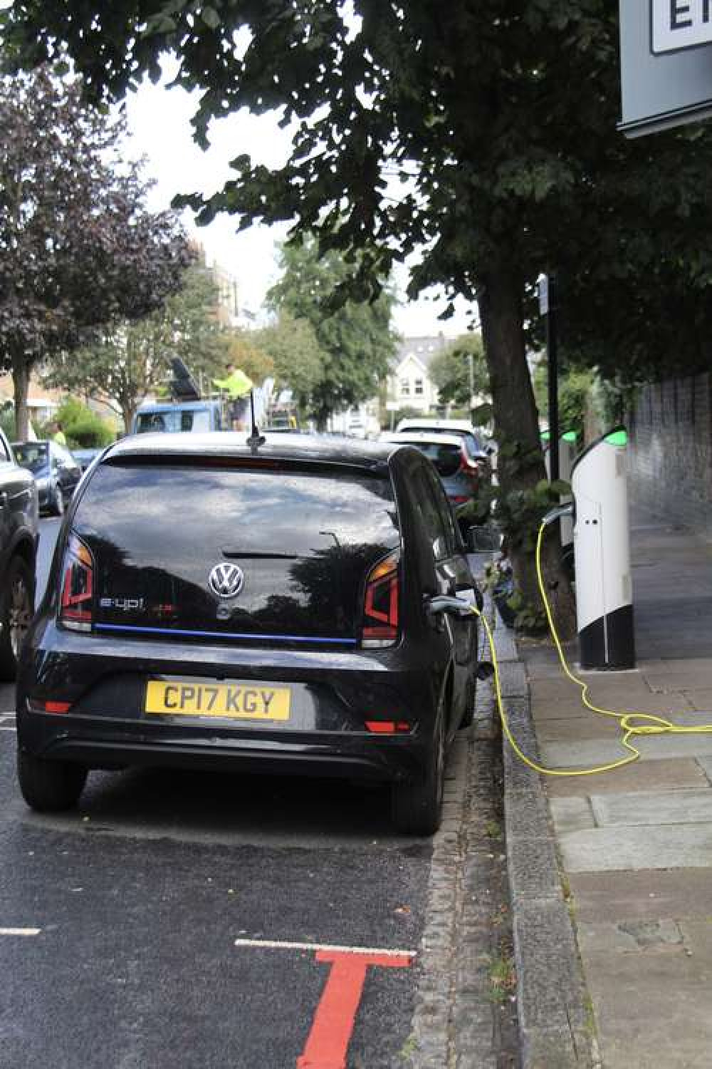 One of many electric car charging points around Clapham, on Sisters Avenue (Image: Issy Millett, Nub News)