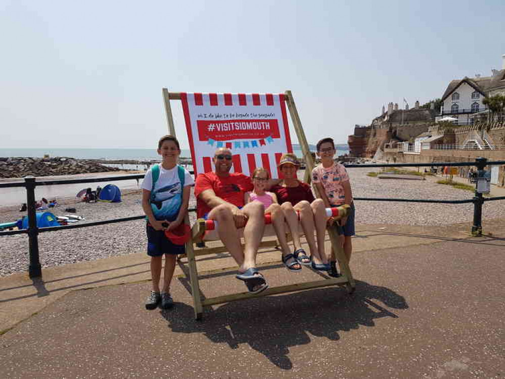 The Statham family, on holiday from Sheffield, were among the first try out the new giant deckchair.