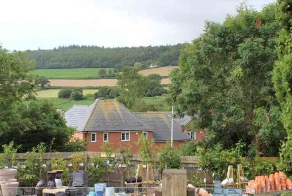 The beautiful view from the garden centre's outdoor seating area.