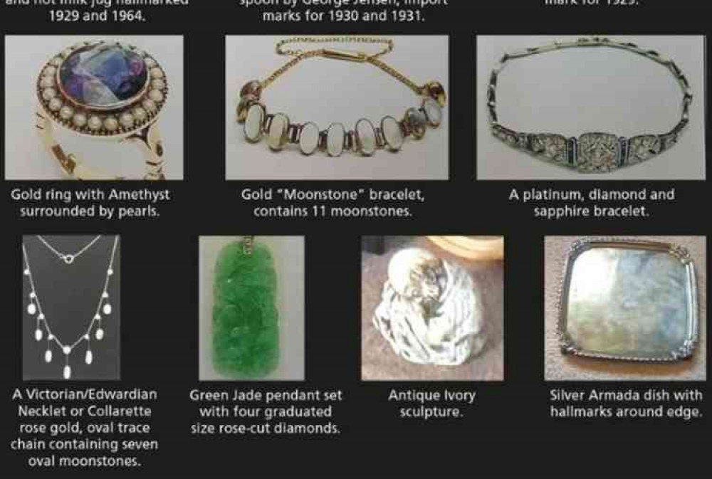 Police have issued pictures of some of the items stolen.