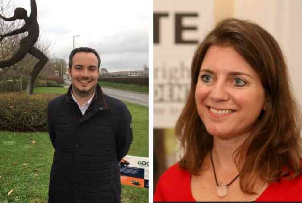 East Devon General Election candidates Simon Jupp and Claire Wright.