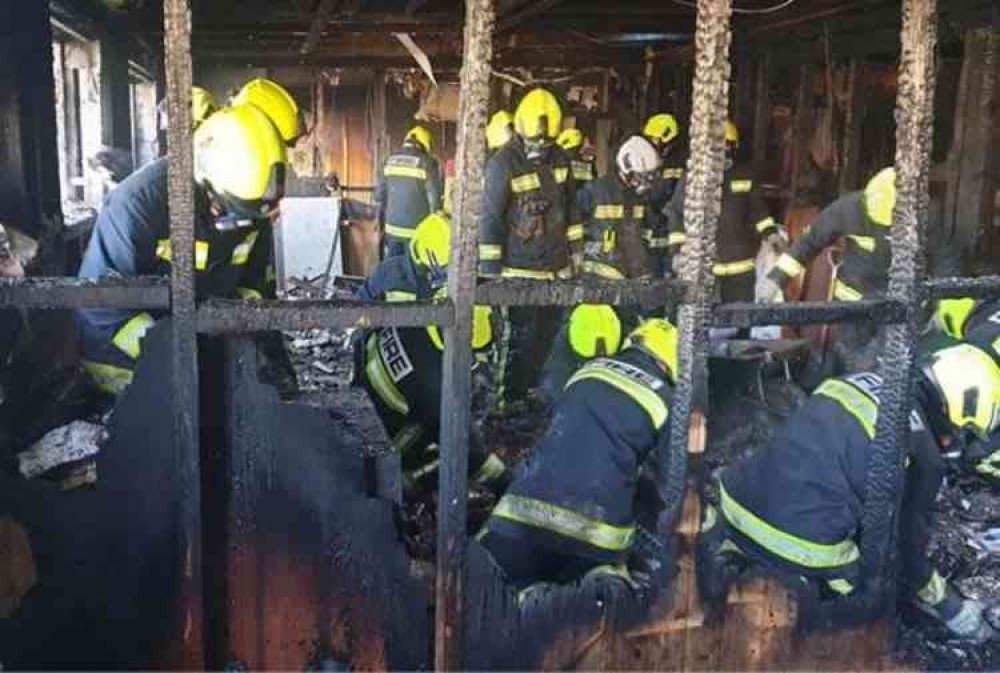 Sidmouth firefighters tackling a blaze in Willand. Picture courtesy of Devon and Somerset Fire and Rescue Service.