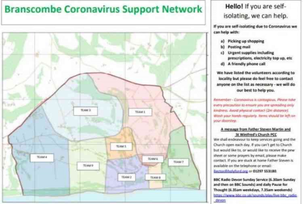 Detailed grid of the village with each area given its own coordinators.