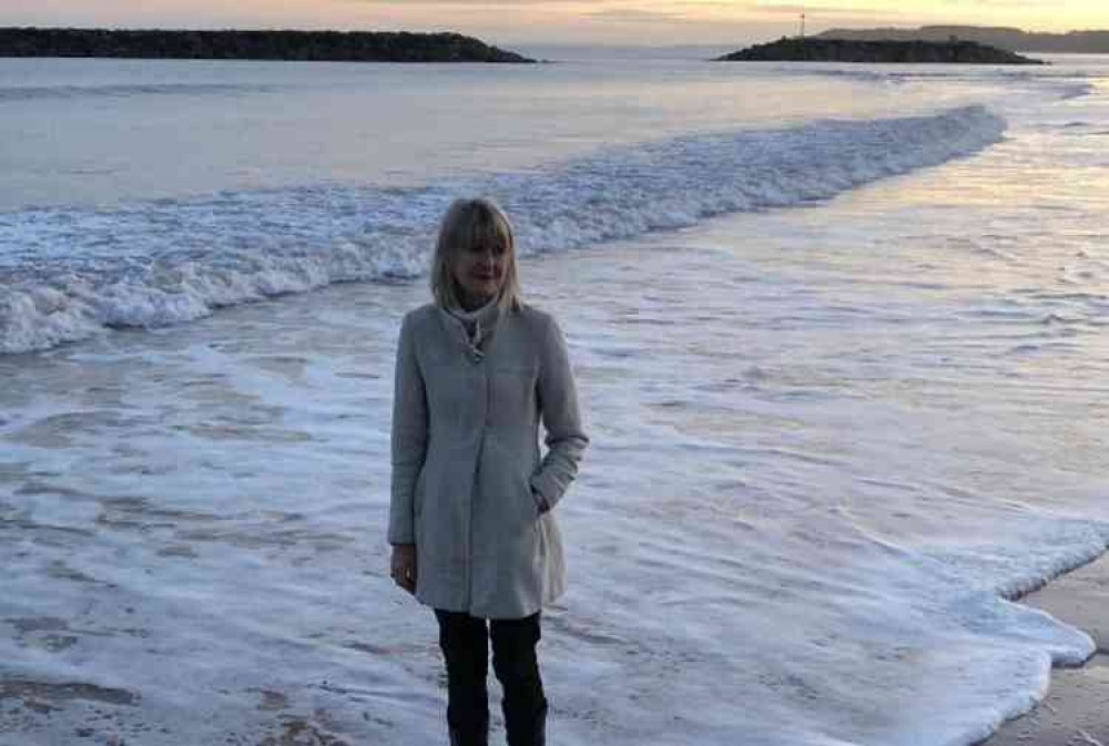 Jane Corry on Sidmouth beach