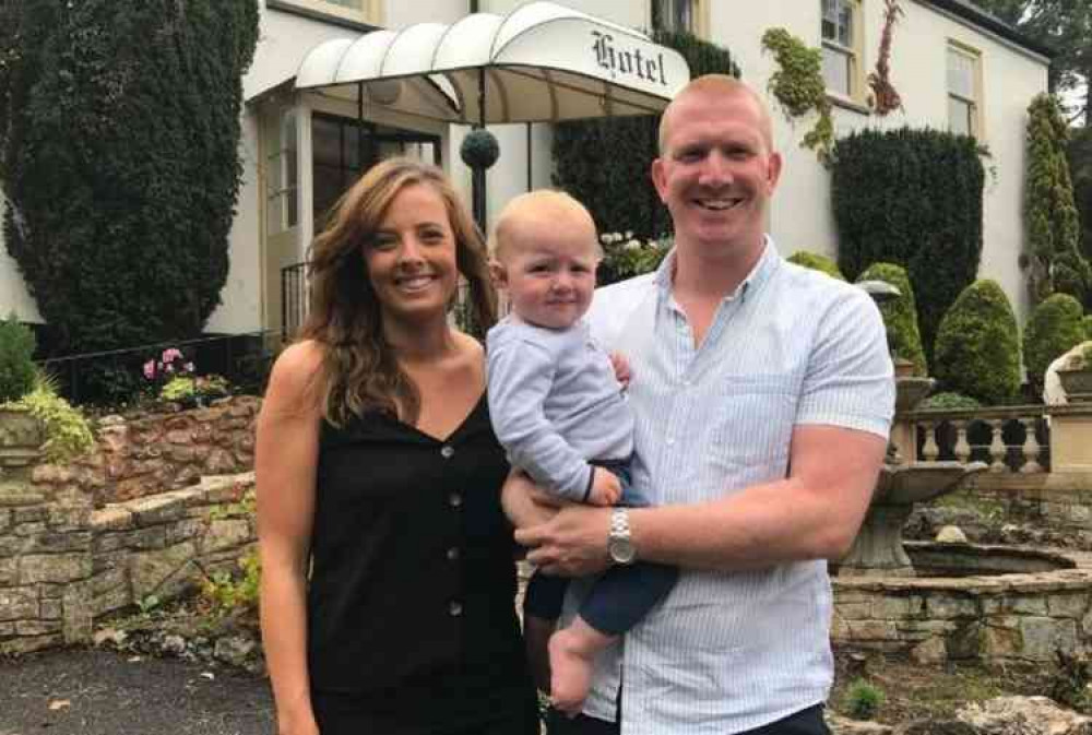 Pictured (L-R): Hotel owners Beverley Hackett, Jonty Reaney and baby Freddie