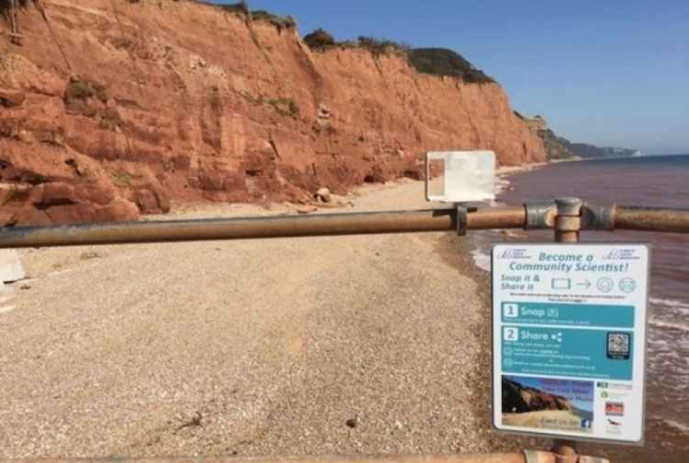 The camera cradle facing the cliffs on Sidmouth's East Beach. Image courtesy of EDDC.