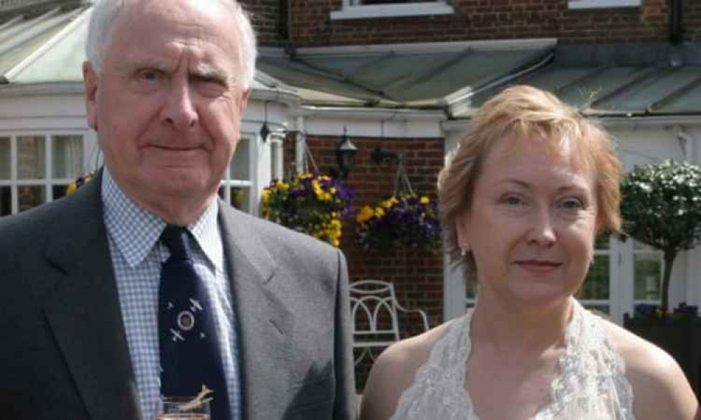 Michael Gibson, who died in an Oxfordshire care home in early April, and his daughter Dr Cathy Gardner at her wedding. Credit: Cathy Gardner