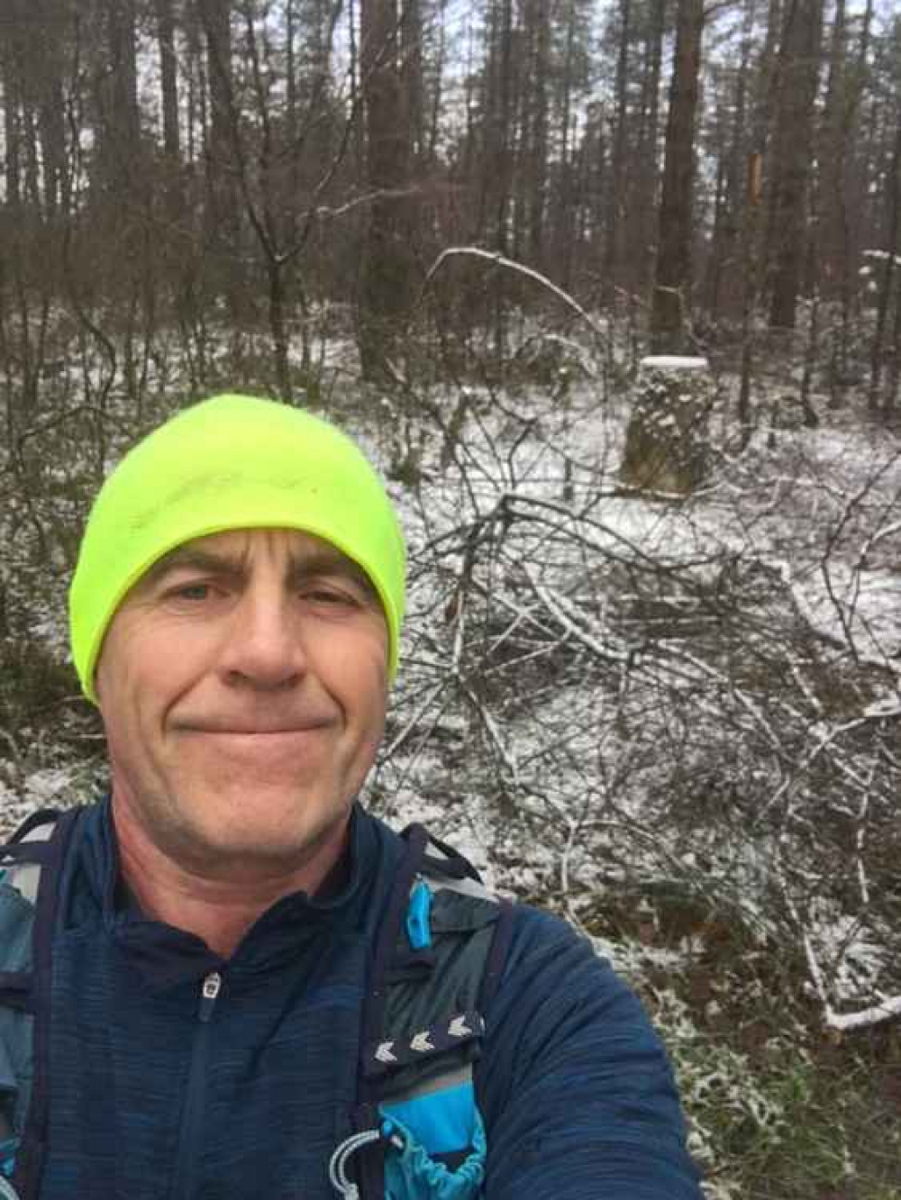 Hamish Spence navigating around  East Hill in the snow