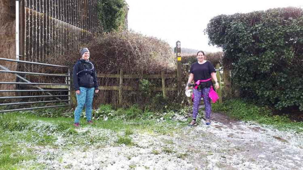 Tracy Scannell and Beccy Johnson getting ready for the ascent!