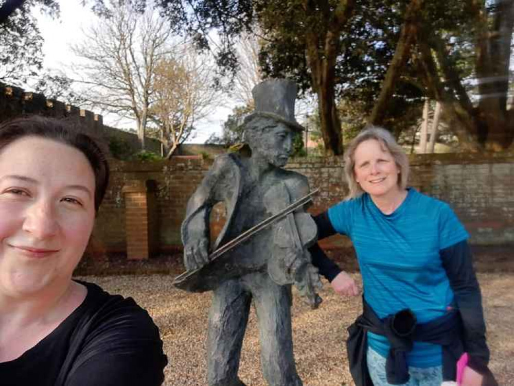 Beccy Johnson and Tracy Scannell at one of the landmarks