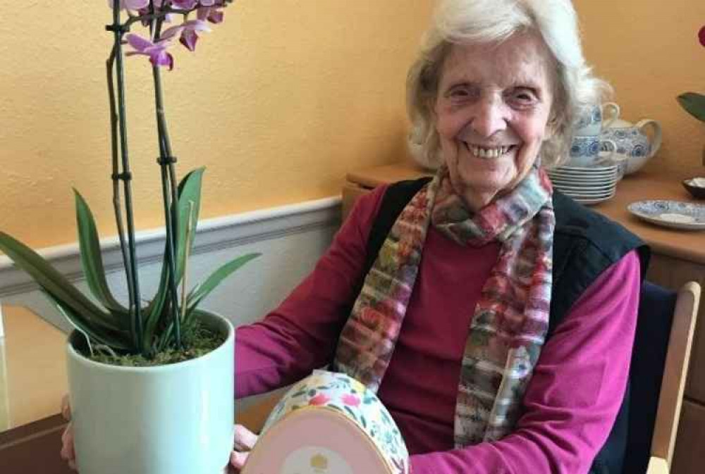 Mary with Easter presents