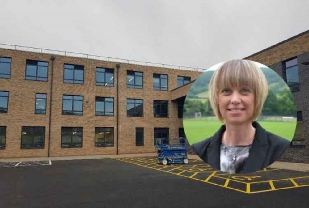 Sidmouth College and inset, Principal Sarah Parsons