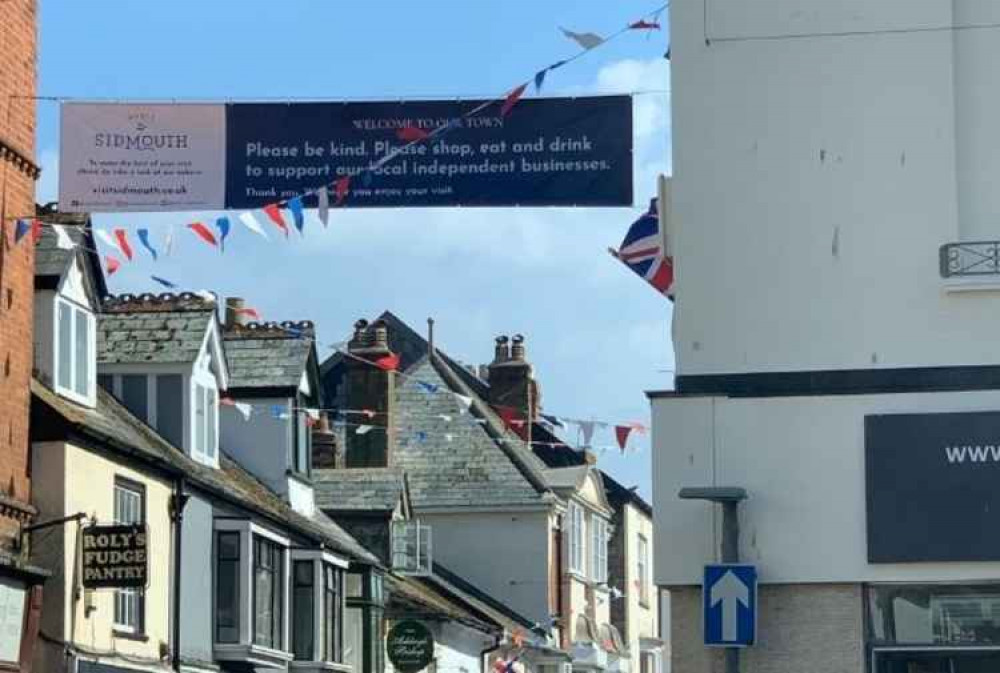 The banner in the town centre