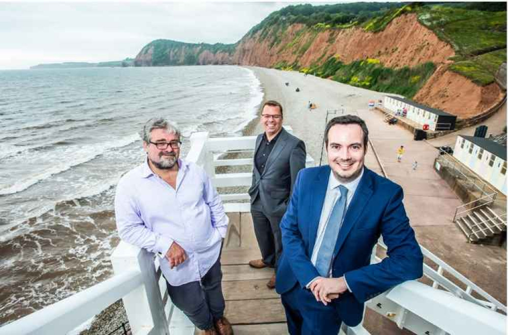 Left to right: Michael Maltby, CEO and Founder, Jurassic Fibre; Matthew Galley, Head of Partnerships, Jurassic Fibre; and, Simon Jupp, MP for East Devon, at the announcement of the network extension to Sidmouth