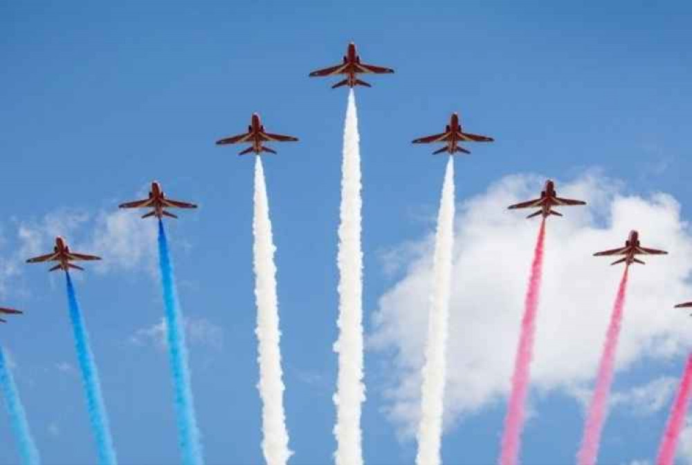 The RAF Aeronautic Display team, the Red Arrows