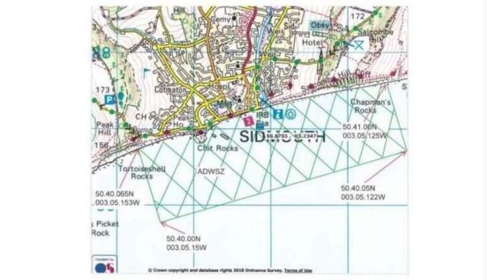 Map showing the exclusion zone