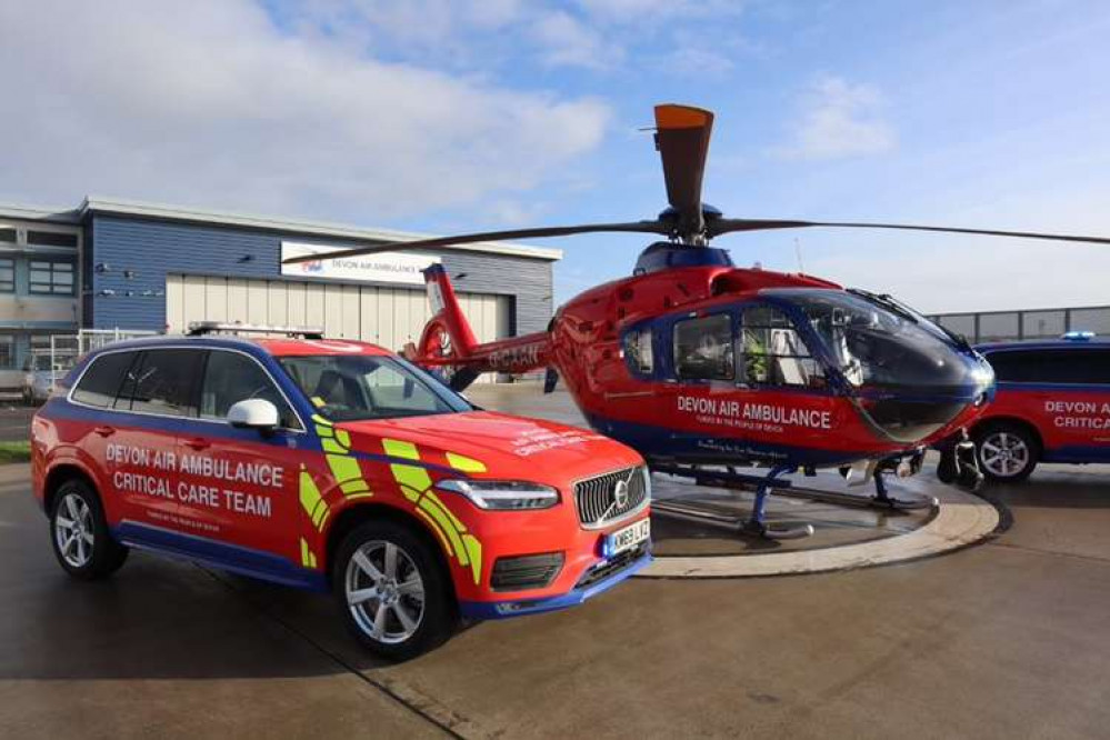 A Devon Air Ambulance and helicopter