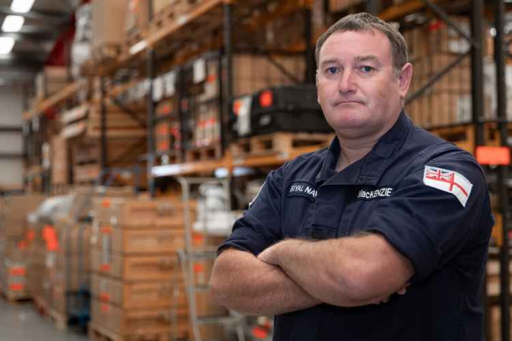 Chief Petty Officer Sean Mackenzie in the stores at RNAS Culdrose. Picture: Royal Navy/LPhot Kyle Heller