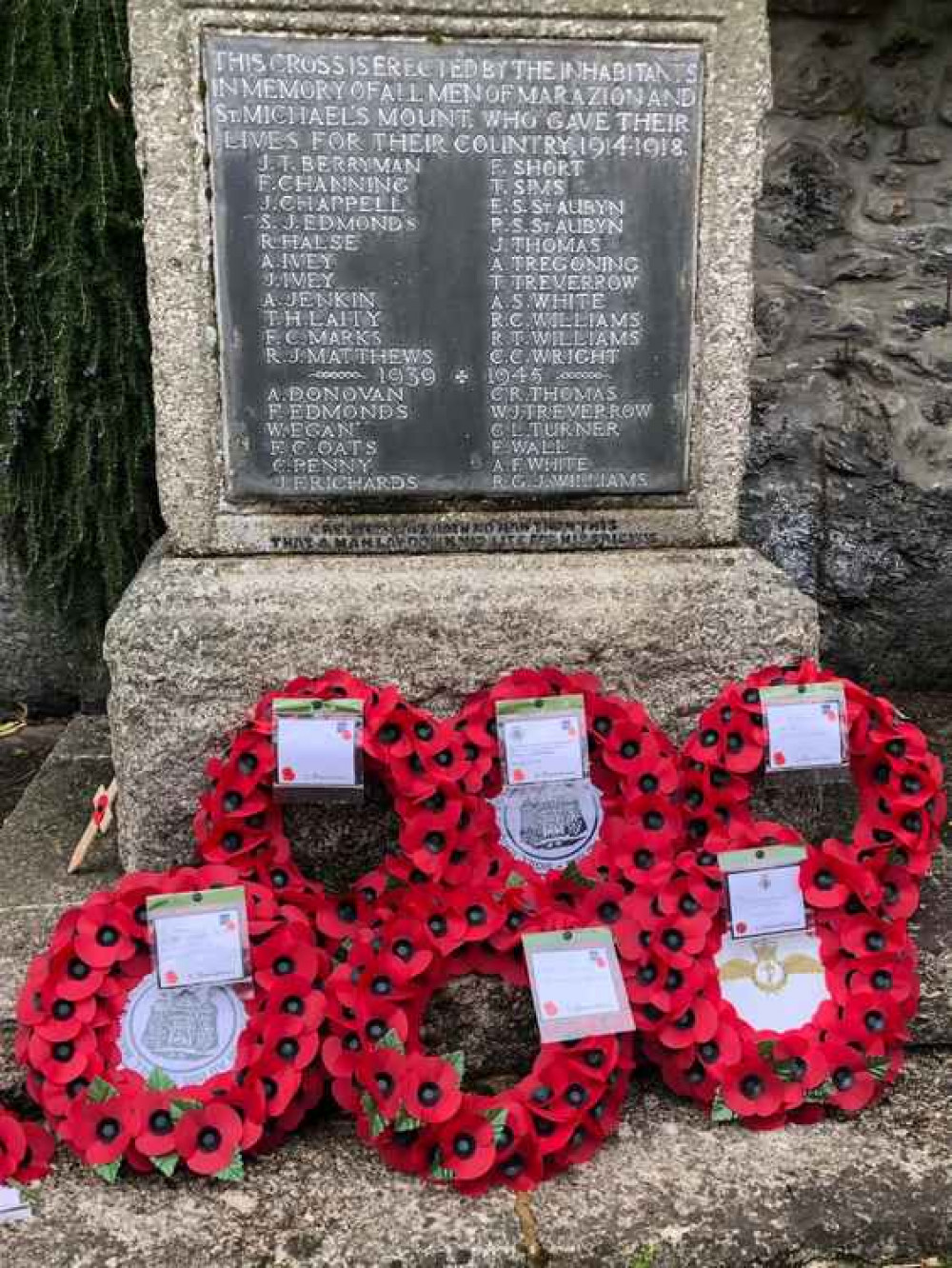 Wreaths at Marazion.