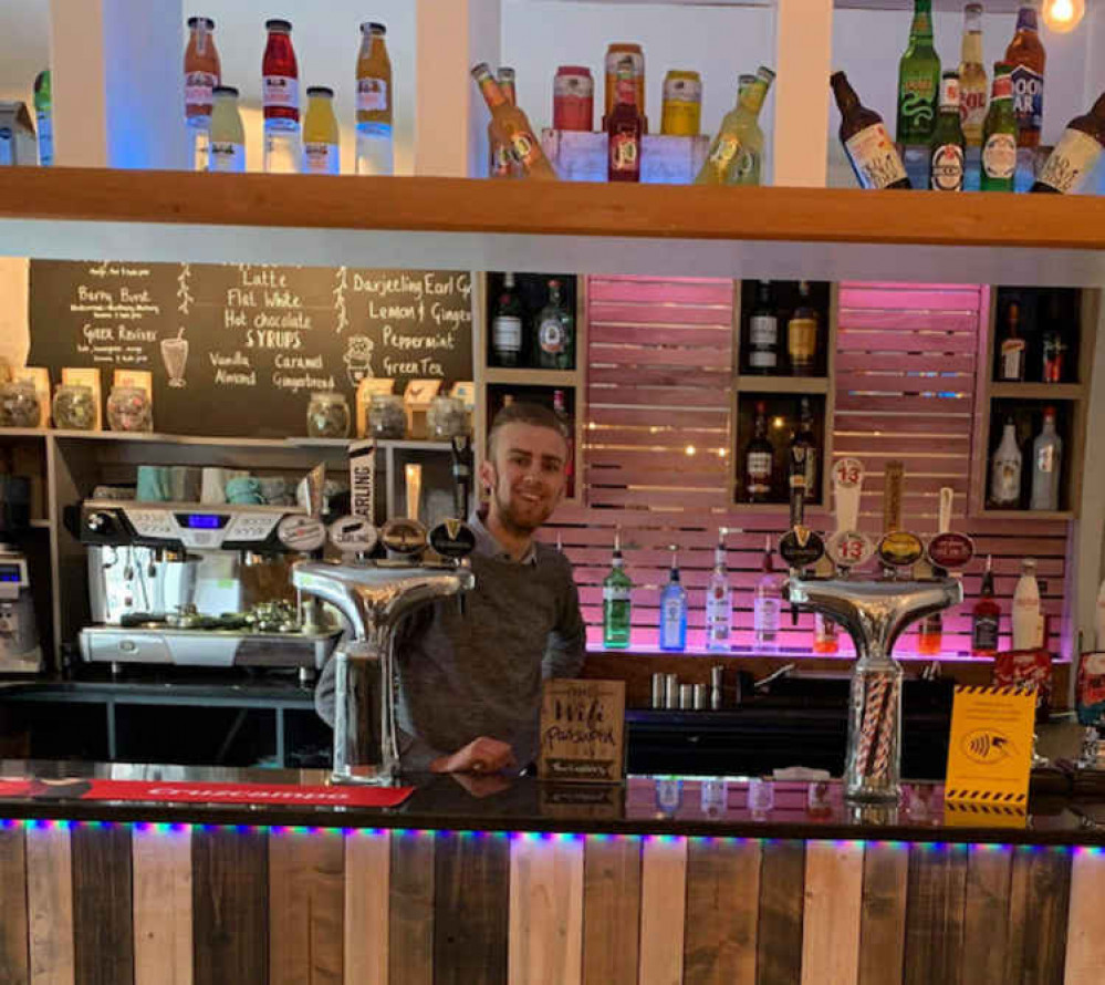 Ryan behind the bar at Whealdream.