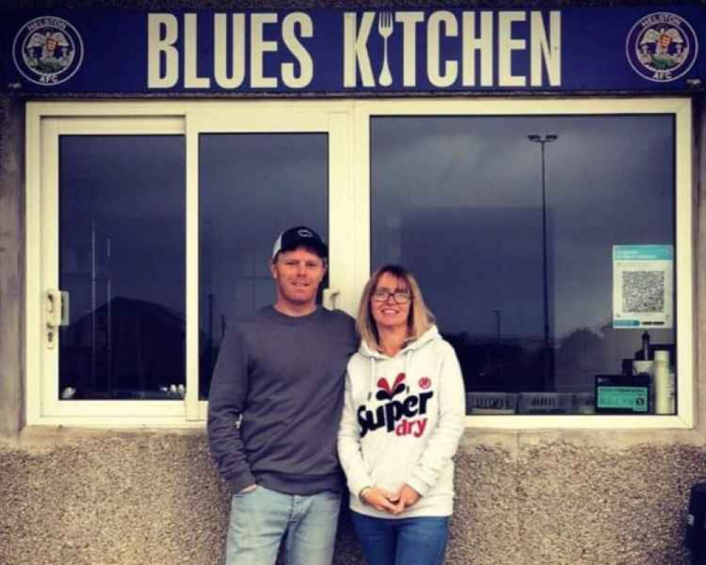 Paul and Jo outside The Blues Kitchen. Credit: Helston AFC.