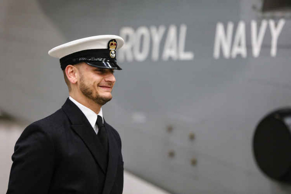 PO Nathan Allen during the parade. Credit: Royal Navy.