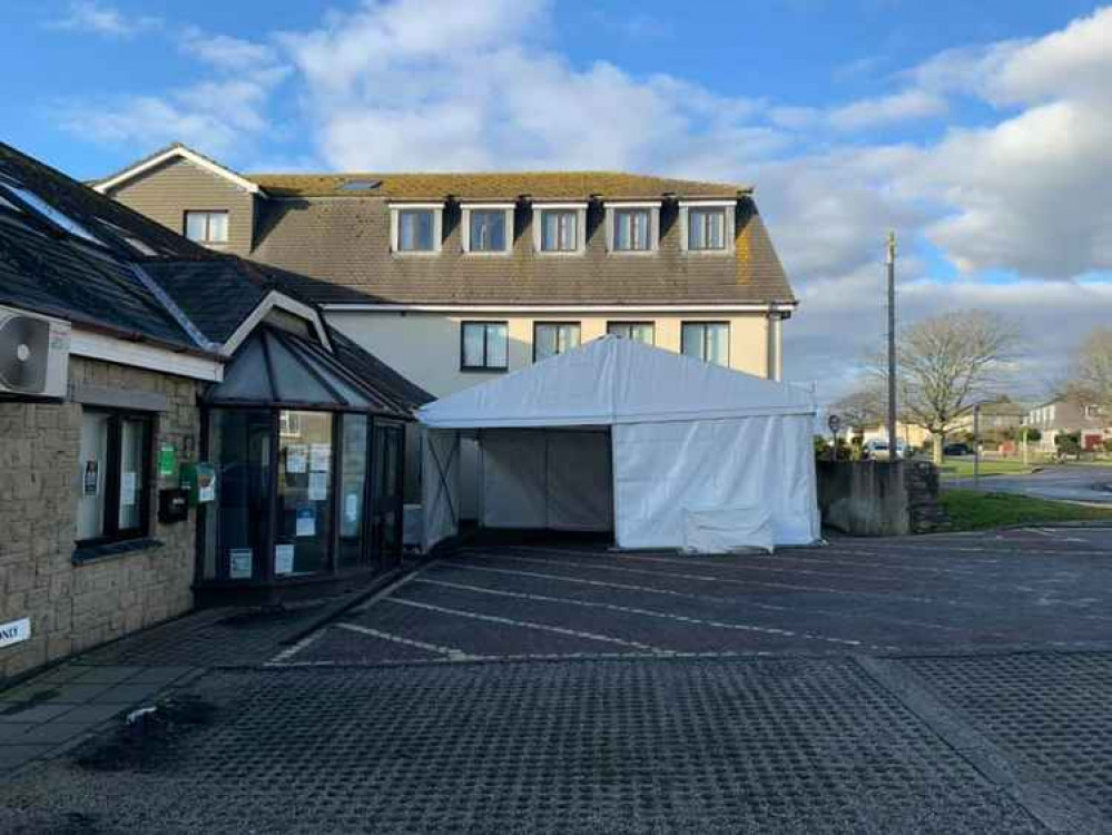 The marquee at the surgery. Credit: Helston Medical Centre & Porthleven Surgery.