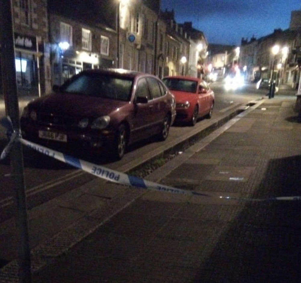 Picture of police taping off Coinagehall Street, Helston. Shared to Nub News by a local shop owner.