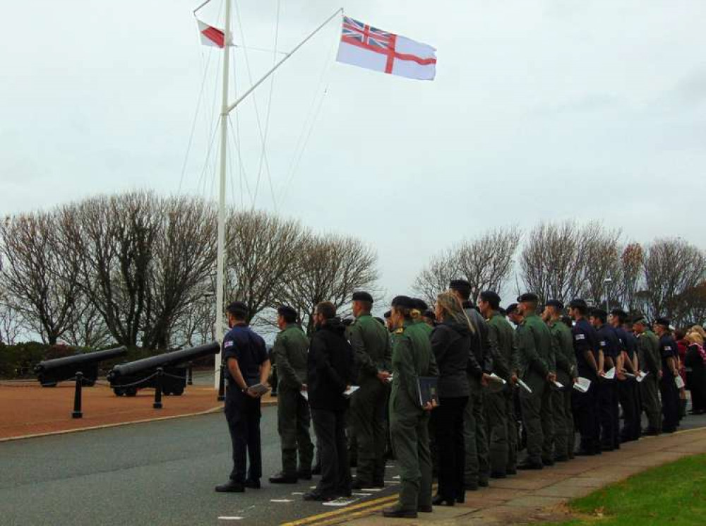 Wreaths laid at the station. Photo credit: RNAS Culdrose.