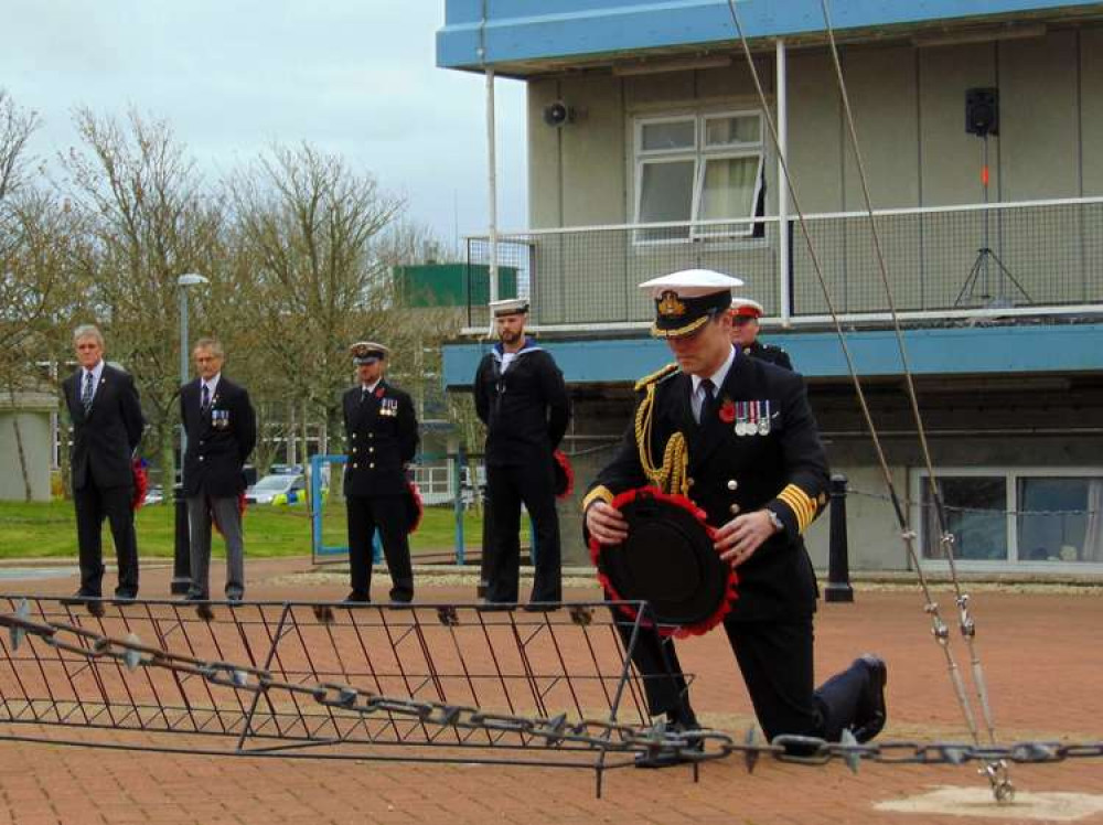 Wreaths laid at the station. Photo credit: RNAS Culdrose.