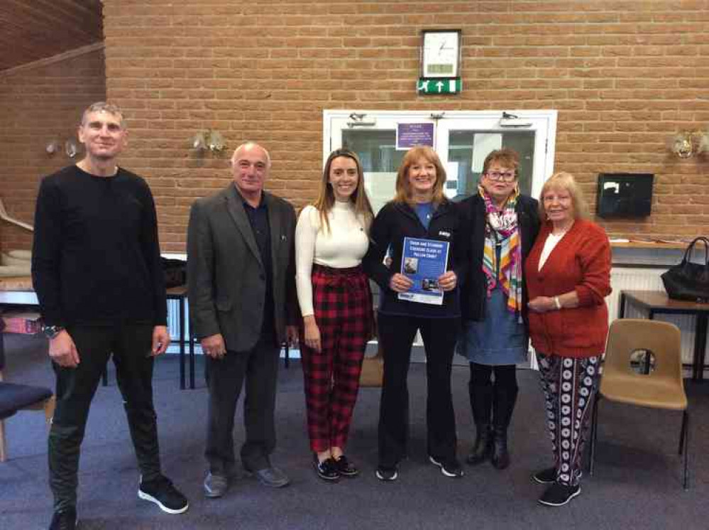 From left to right: Lee Rogan, course instructor; Tony Guidi and Carla Watts of 3 Solutions Ltd; Jo Smith of SASP and Grove House Patient Group; Ruth Green of Grove House Patient Group; and Margaret Salvage, resident and class member.