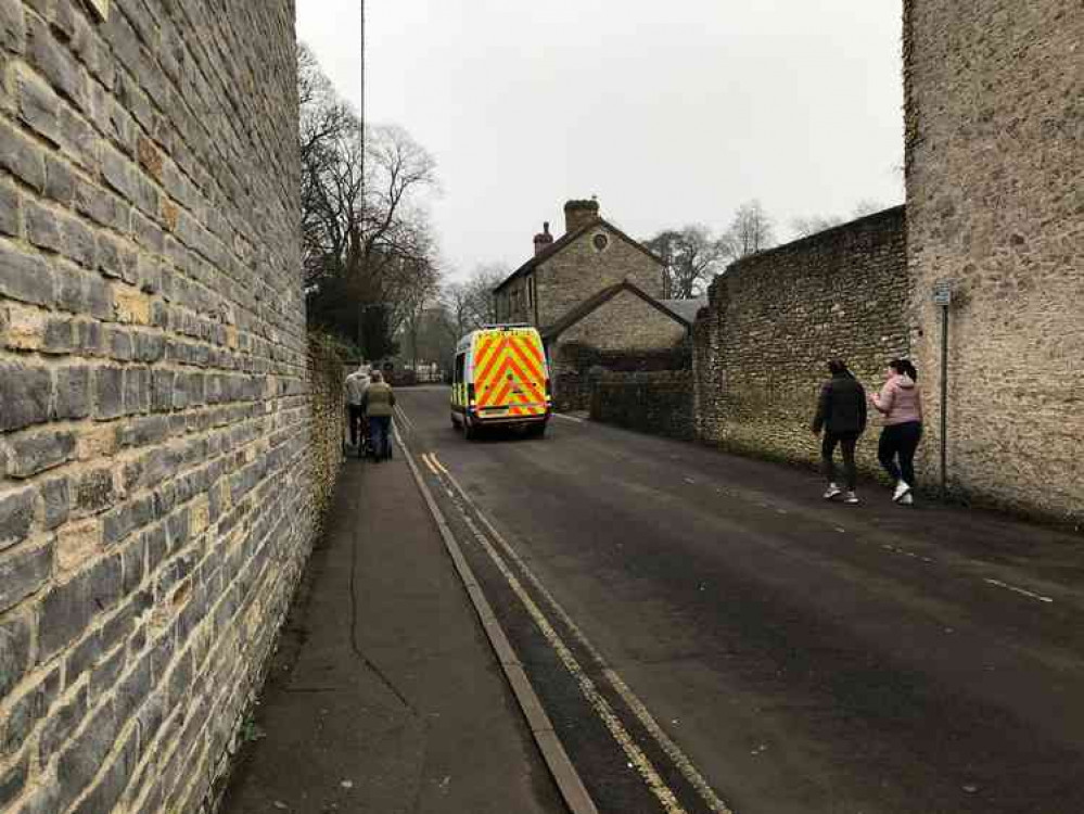 Police at one of the entrances to Collett Park this morning