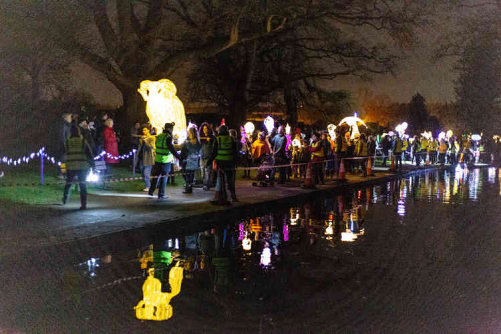 The parade makes its way through Collett Park