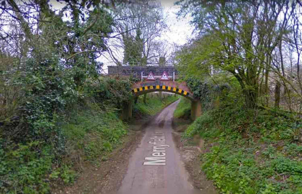 Merryfield Lane in Doulting has been closed due to floodwater (Photo: Google Street View) Merryfield Lane in Doulting has been closed due to floodwater (Photo: Google Street View)