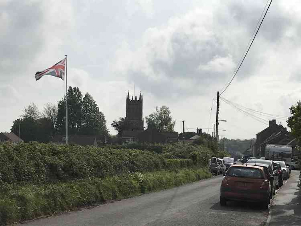 The Union Flag flies over Leigh-on-Mendip