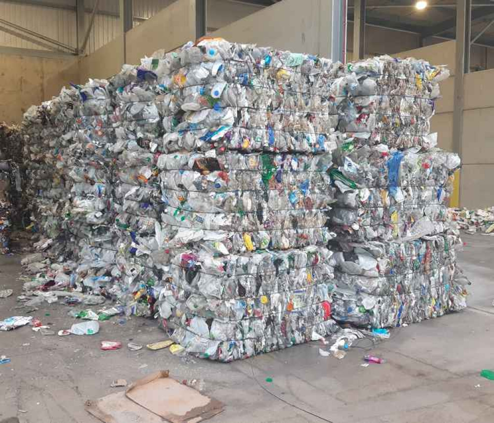 Plastic recycling accumulating at the Evercreech depot