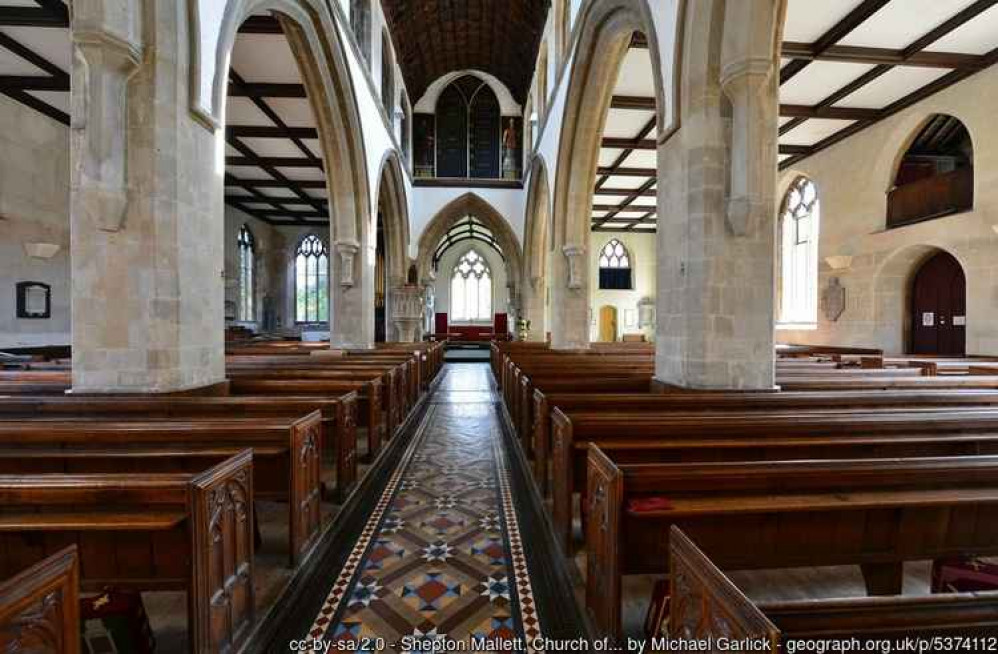 Inside St Peter and St Paul's Church in Shepton Mallet