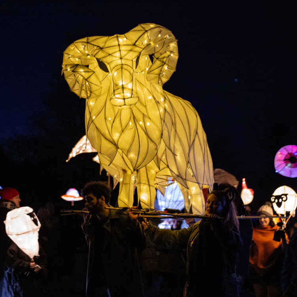 The Shepton Ram surrounded by lantern bearers earlier this year