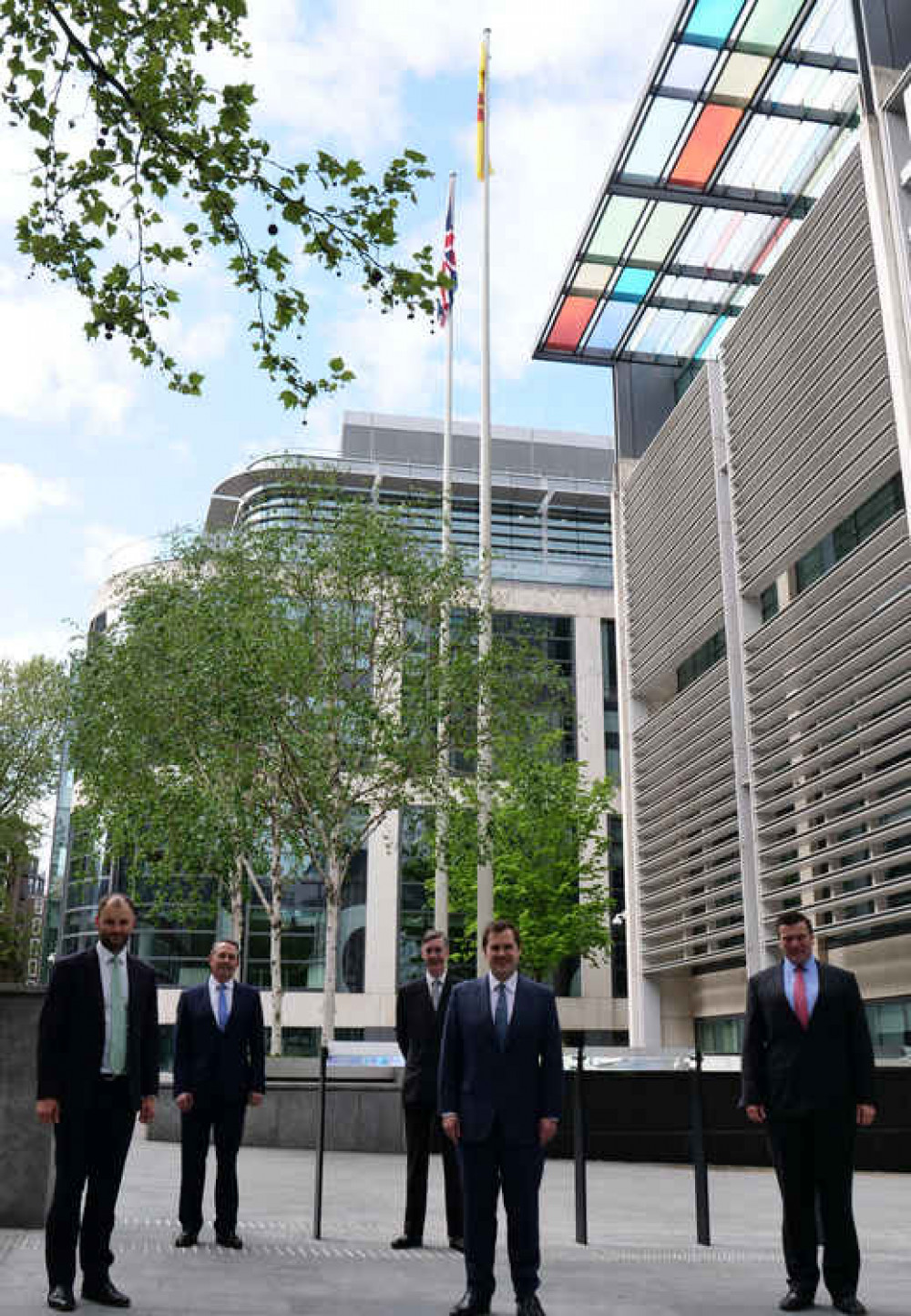 James Heappey (right) at the raising of the Somerset flag at the Ministry for Housing, Communities and Local Government