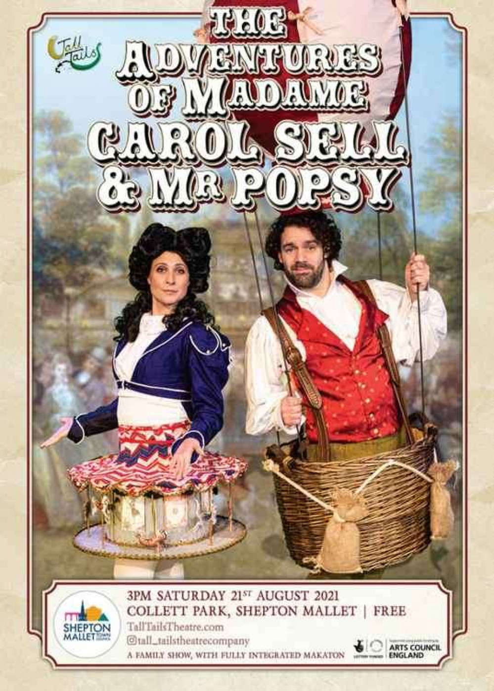 The Adventures of Madame Carol Sell and Mr Popsy will be performed in Shepton Mallet