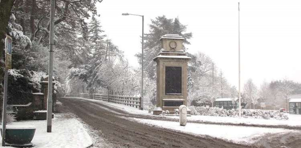 Shepton Mallet's Cenotaph in the snow