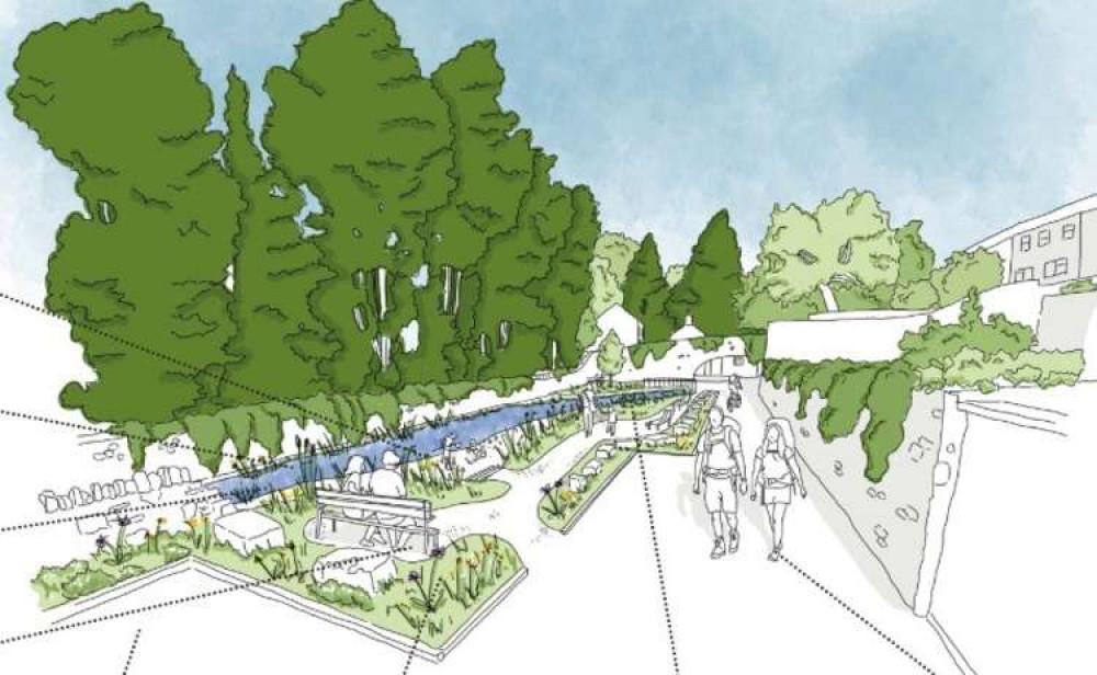 Artist's impression of new pocket park off Lower Lane near the River Sheppey in Shepton Mallet (Photo: LUC)