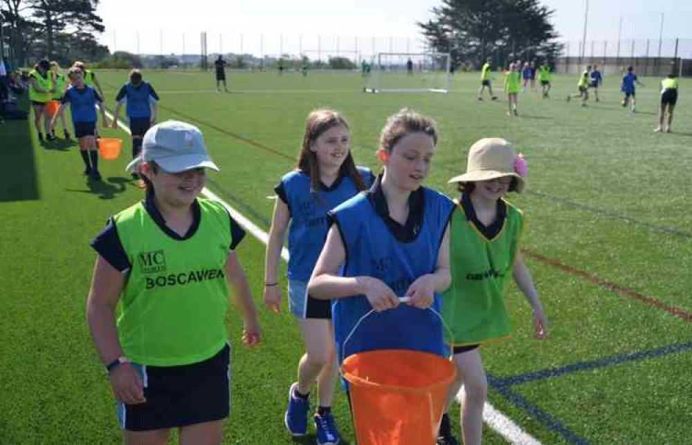 Children from the school taking part in Wateraid (via Falmouth School)