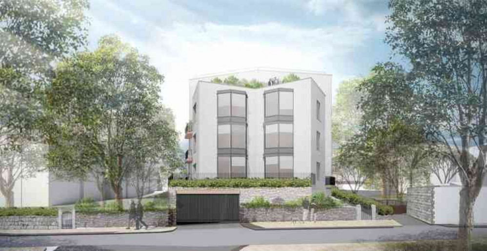 Illustrative view of the proposed apartments development planned for the site of the former Sheldon House care home in Falmouth