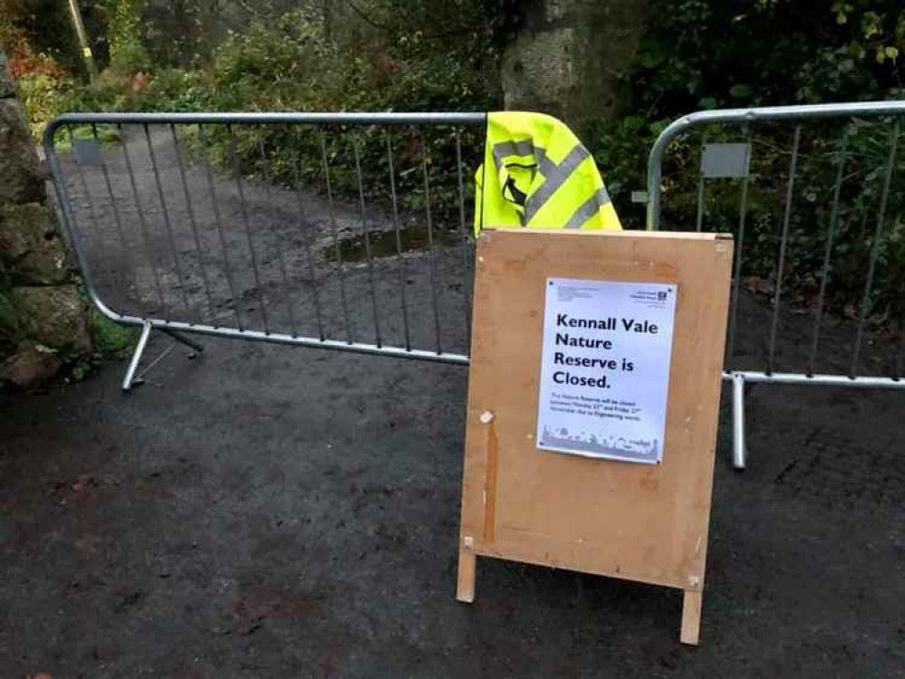 The sign up at Kennall Vale. Credit: Caroline Kearsley.