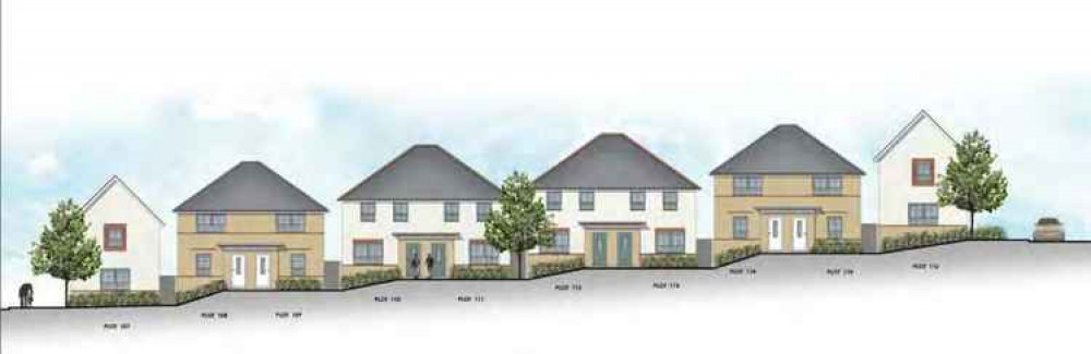 Illustration of the street scene for the proposed Pen Bethan development at Budock.