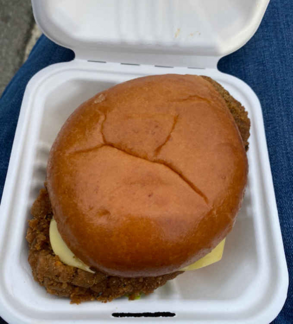 One of the Seitan chicken burgers at Sloth and Sparrow.