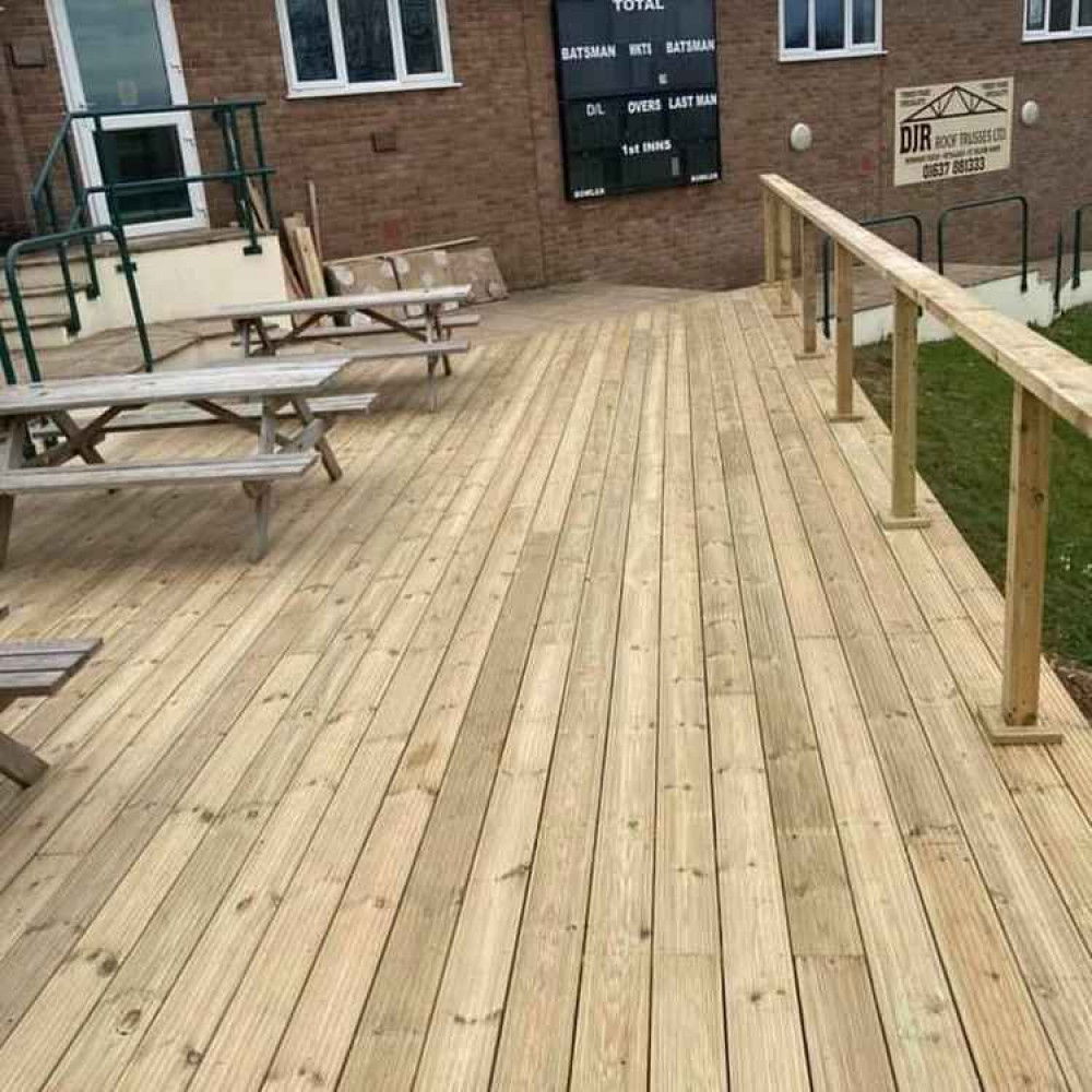 The new decking going in at the club.