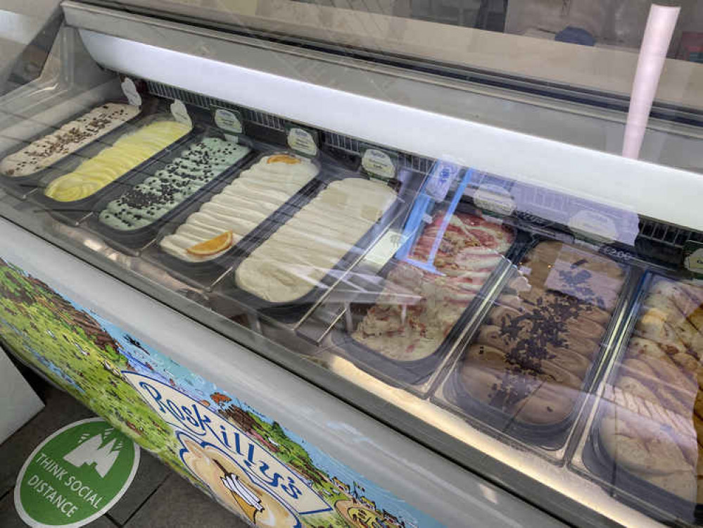 Ice cream on display.