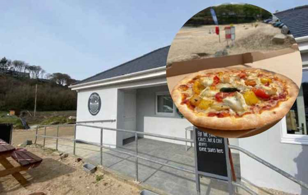 Enjoy a pizza on the beach at Maenporth Beach Cafe.